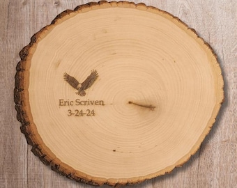 Patriotic Eagle Guestbook – Live Edge Wood | Rustic Wedding, Military Retirement, Memorial Keepsake
