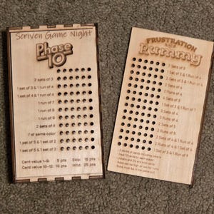 Phase 10 / Frustration Rummy Storage Box – With Built-In Scoreboard & Pegs