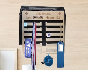 Wood Award Display Hanger: Personalized Ribbon, Belt Loop, & Patch Holder