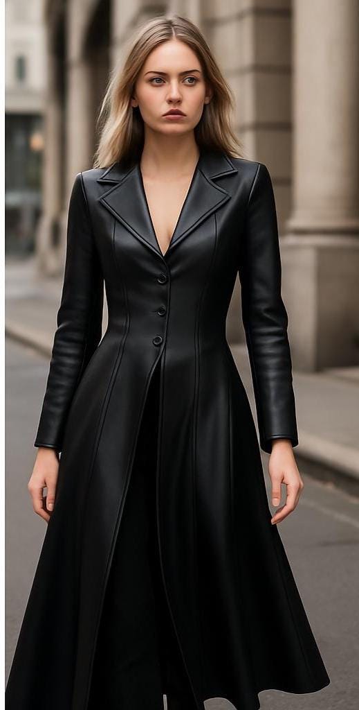 Flare Leather Coat - Etsy