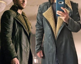 Blade Runner 2049, Faux Shearling Collar Officer K Cosplay Trench Coat: