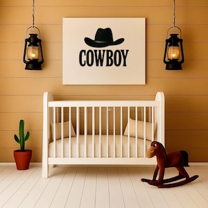 Cowboy Wall Art Print, Western Home Decor, Rustic Cowboy Canvas, Country Housewarming Gift, Farmhouse Wall Hanging