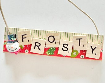 Frosty the Snowman Ornament - Snowman Ornament - Scrabble Tile Ornaments