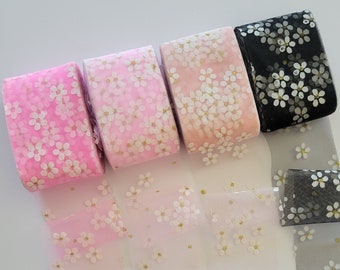Daisy Print Tulle 25 yds - Bright Pink, Baby Pink and Black Tulle - Crazy Daisy - Daisies - Tutu and Hair Bow Supplies