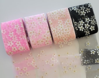 Daisy Print Tulle 25 yds - Bright Pink, Baby Pink and Black Tulle - Crazy Daisy - Daisies - Tutu and Hair Bow Supplies