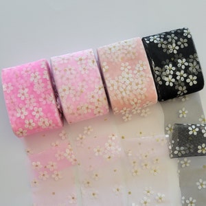 Daisy Print Tulle 25 yds Bright Pink, Baby Pink and Black Tulle Crazy Daisy Daisies Tutu and Hair Bow Supplies image 1