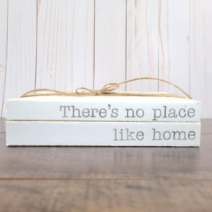 There's No Place Like Home Stamped Books Book Set Tiered Tray Decor Farmhouse Stamped Books image 1