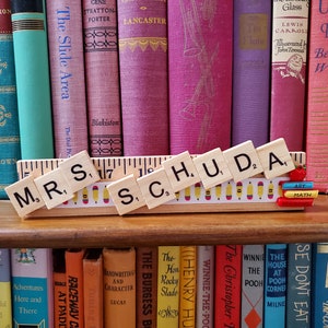 Personalized Teacher Scrabble Tile Name Plates Teacher Gifts Custom Gift for Teachers, Education Desk Decoration image 3