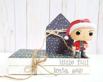 Little Full Lotta Sap Stamped Books - Christmas Vacation Tiered Tray - Paper Book Set - Farmhouse Stamped Books - Tiered Tray Decor