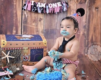 Pirate Highchair Banner - Boy's Birthday Party - Boy's First Birthday - Jake and the Neverland Pirate - Garland - Bunting - Photoshoot Prop