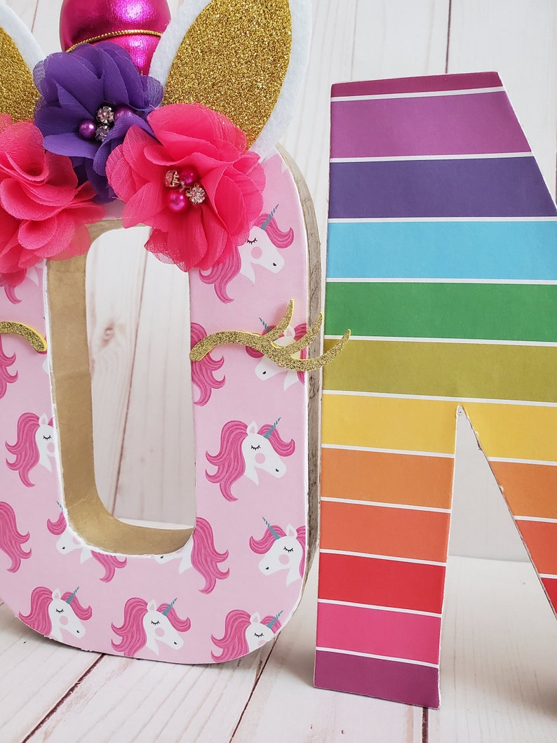 Big Number for Birthday Party Unicorn ONE Letters Magical Party Decor Rainbow Unicorn First Birthday