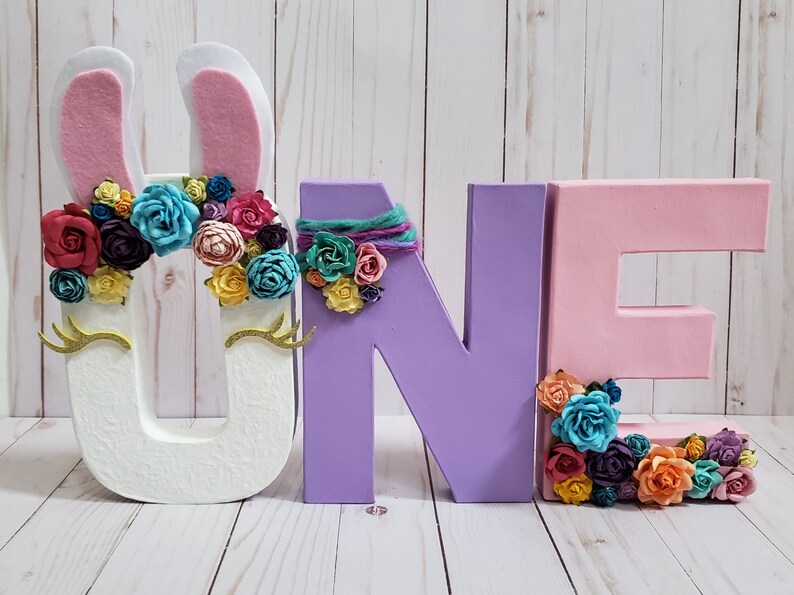 Llama ONE Letters Llama Fun First Birthday Floral Party Decor Big Number for Birthday Party image 7
