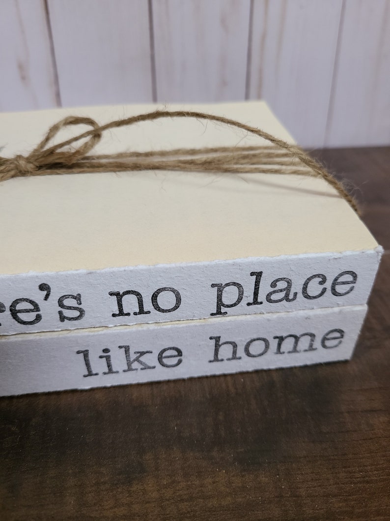 There's No Place Like Home Stamped Books Book Set Tiered Tray Decor Farmhouse Stamped Books image 5