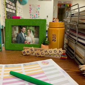 Personalized Teacher Scrabble Tile Name Plates Teacher Gifts Custom Gift for Teachers, Education Desk Decoration image 6