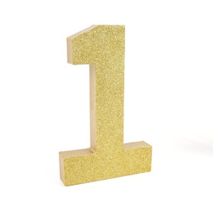 Gold Glitter Number 1 First Birthday Party Decor Princess Party Golden Birthday Big Number for Birthday Party image 4