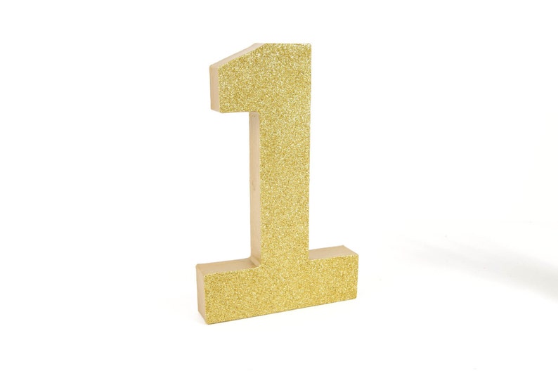 Gold Glitter Number 1 First Birthday Party Decor Princess Party Golden Birthday Big Number for Birthday Party image 4