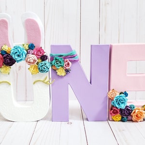Llama ONE Letters Llama Fun First Birthday Floral Party Decor Big Number for Birthday Party image 3