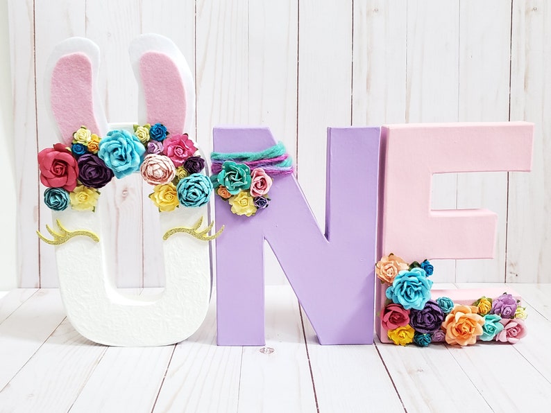 Llama ONE Letters Llama Fun First Birthday Floral Party Decor Big Number for Birthday Party image 3