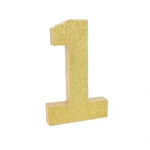 Gold Glitter Number 1 First Birthday Party Decor Princess Party Golden Birthday Big Number for Birthday Party image 3