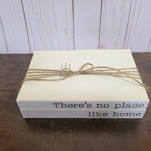 There's No Place Like Home Stamped Books Book Set Tiered Tray Decor Farmhouse Stamped Books image 2
