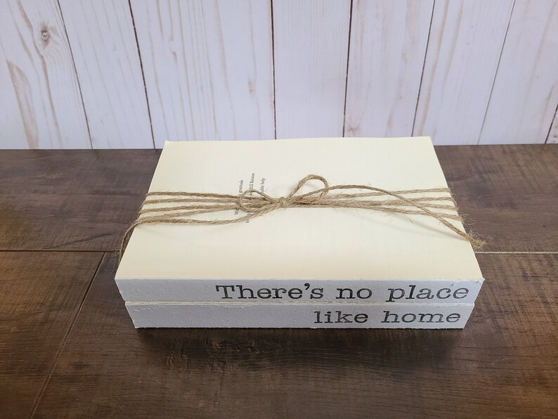 There's No Place Like Home Stamped Books Book Set Tiered Tray Decor Farmhouse Stamped Books image 2