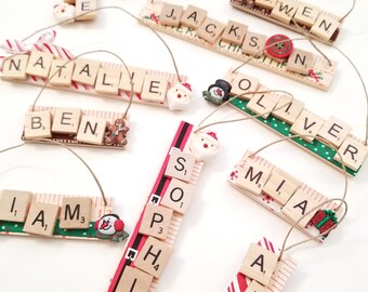 Scrabble Christmas Ornament with Name - Gift for Kids - Personalized Christmas Gift 2022