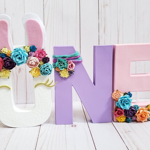 Llama ONE Letters - Llama Fun First Birthday - Floral Party Decor - Big Number for Birthday Party