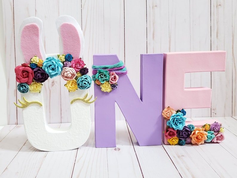 Llama ONE Letters Llama Fun First Birthday Floral Party Decor Big Number for Birthday Party image 1