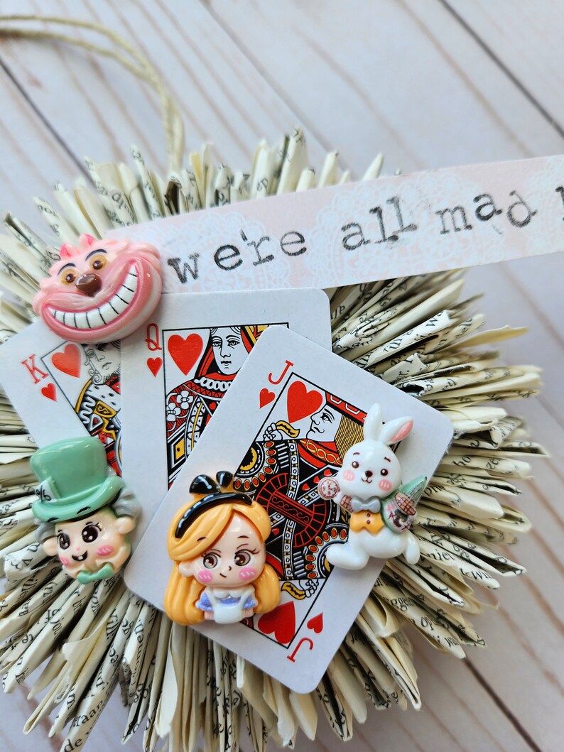 Mini Paper Wreath Vintage Paper Ephemera Decor Playing Cards Vintage Inspired Decor Paper Ephemera image 4