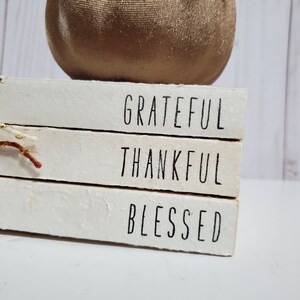 Grateful Thankful Blessed Stamped Book Set Fall Paper Book Set Thanksgiving Farmhouse Stamped Books Fall Tiered Tray Decor image 10