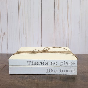 There's No Place Like Home Stamped Books Book Set Tiered Tray Decor Farmhouse Stamped Books image 3