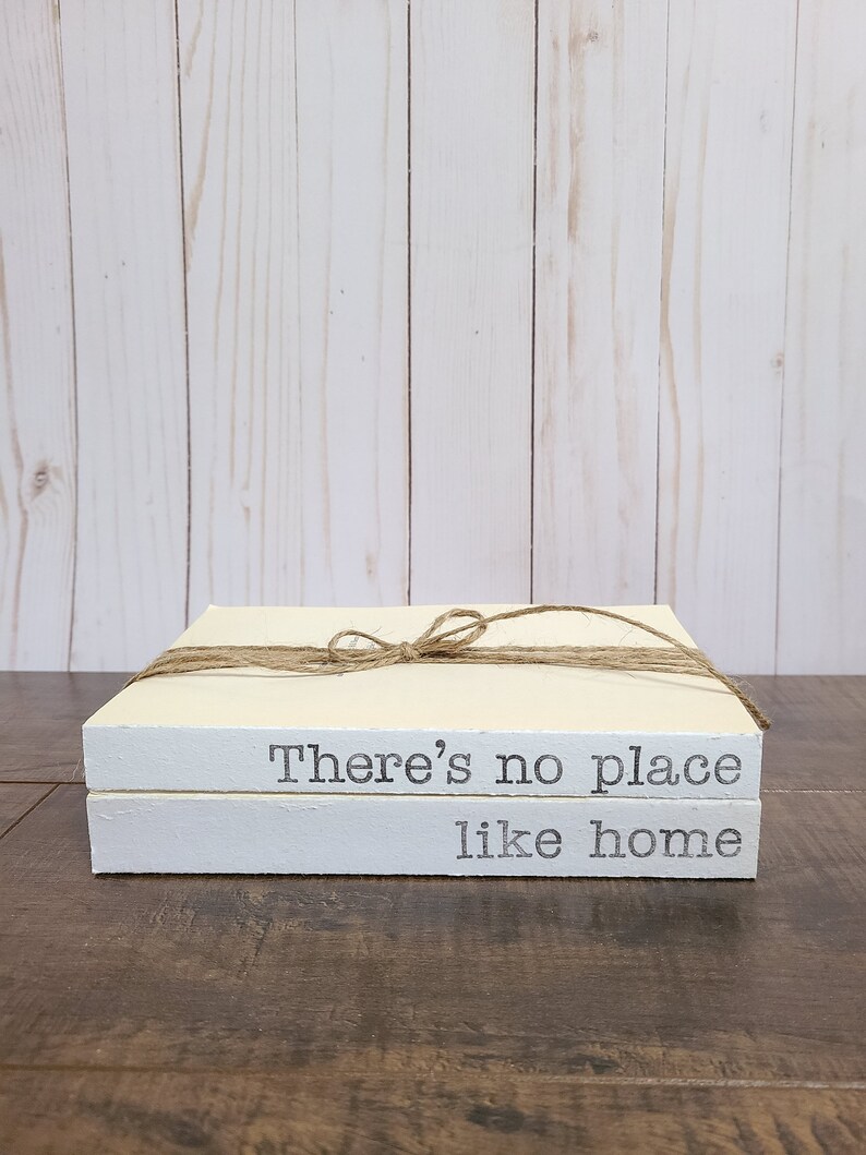 There's No Place Like Home Stamped Books Book Set Tiered Tray Decor Farmhouse Stamped Books image 3