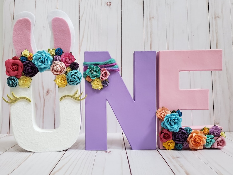 Llama ONE Letters Llama Fun First Birthday Floral Party Decor Big Number for Birthday Party image 9