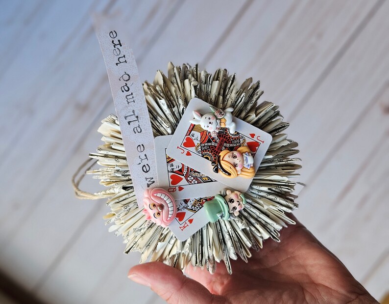 Mini Paper Wreath Vintage Paper Ephemera Decor Playing Cards Vintage Inspired Decor Paper Ephemera image 7