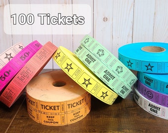 100 Circus Carnival Tickets - Circus Theme Party Decorations - Carnival Birthday Party Tickets