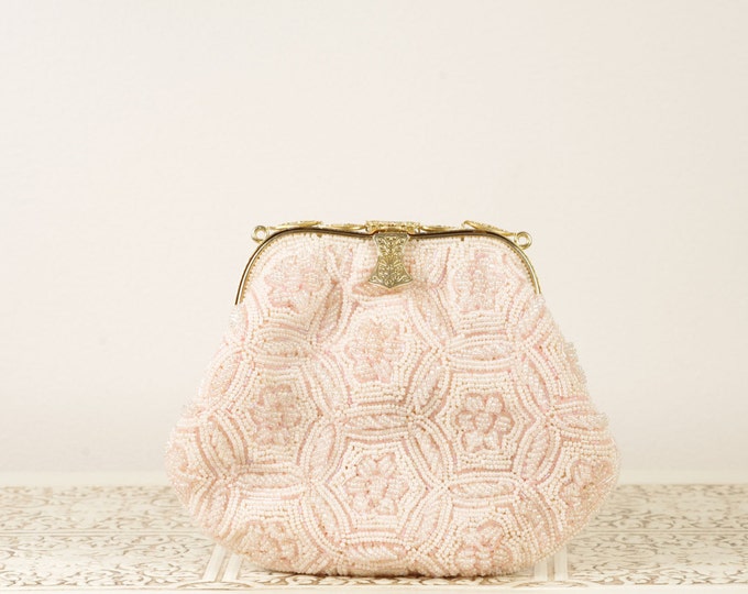 Vintage Blush Colored Purse Pink Evening Bag Clutch Beaded Purse Etsy