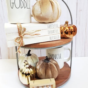 Grateful Thankful Blessed Stamped Book Set Fall Paper Book Set Thanksgiving Farmhouse Stamped Books Fall Tiered Tray Decor image 5