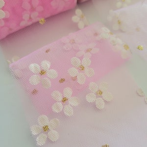 Daisy Print Tulle 25 yds Bright Pink, Baby Pink and Black Tulle Crazy Daisy Daisies Tutu and Hair Bow Supplies image 6