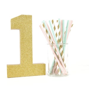Gold Glitter Number 1 First Birthday Party Decor Princess Party Golden Birthday Big Number for Birthday Party image 1