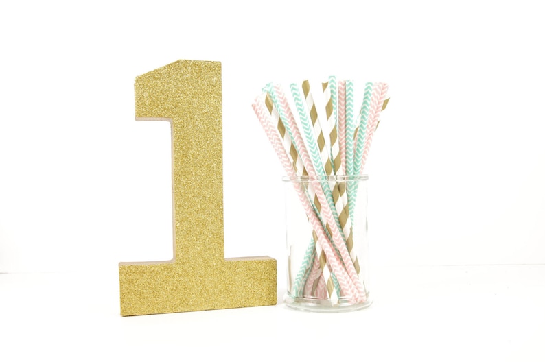 Gold Glitter Number 1 First Birthday Party Decor Princess Party Golden Birthday Big Number for Birthday Party image 1