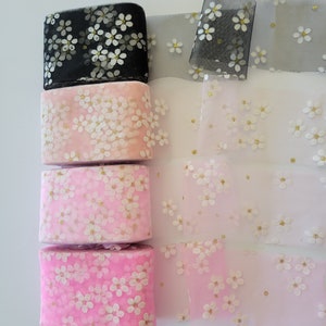 Daisy Print Tulle 25 yds Bright Pink, Baby Pink and Black Tulle Crazy Daisy Daisies Tutu and Hair Bow Supplies image 9