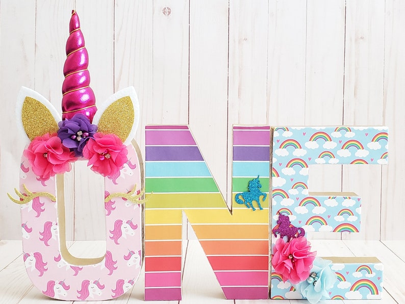 Big Number for Birthday Party Unicorn ONE Letters Magical Party Decor Rainbow Unicorn First Birthday