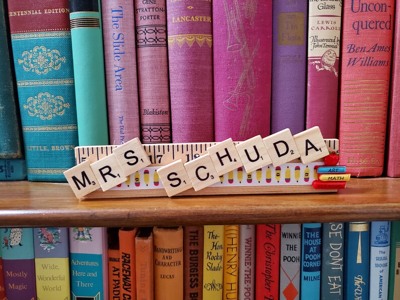 Personalized Teacher Scrabble Tile Name Plates Teacher Gifts Custom Gift for Teachers, Education Desk Decoration image 3