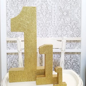 Gold Glitter Number 1 First Birthday Party Decor Princess Party Golden Birthday Big Number for Birthday Party image 5