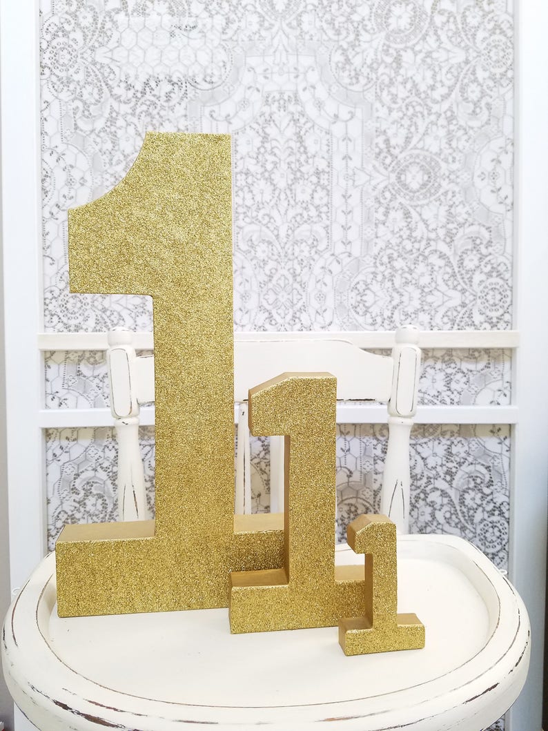 Gold Glitter Number 1 First Birthday Party Decor Princess Party Golden Birthday Big Number for Birthday Party image 5