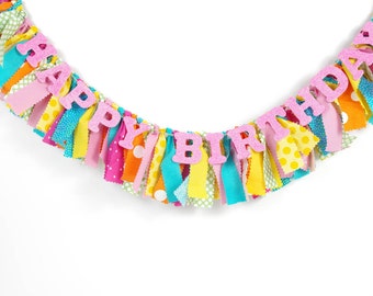 Candy Shop Highchair Banner - Candy Sweet Shop Party Decor - Candyland - Girl's Birthday Party - Rag Banner - Photography Prop