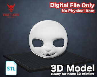 Base para cabeza de disfraz peludo, impresión 3D STL, máscara Kigurumi Kemono, casco de animal, cosplay, descarga digital, plantilla de disfraz DIY, ojos y dientes incluidos.