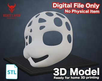 Fursuit Furry Head Base STL File 3D Print DIY Kemono Cosplay Mask Template for Costume Making Kigurumi Style Fursona Helmet Craft Pattern
