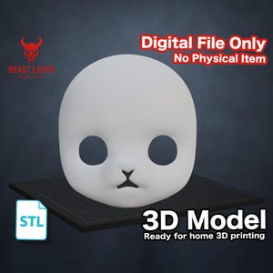 Kemono Fursuit Head Base STL File for 3D Printing – DIY Kigurumi Cosplay Mask Template, Anime Style Helmet, Furry Suit Costume Forsona Craft