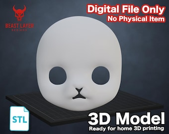 Kemono-fursuit hoofdbasis STL-bestand voor 3D-printen – DIY Kigurumi-cosplaymaskersjabloon, helm anime-stijl, harig kostuumkostuum Forsona Craft